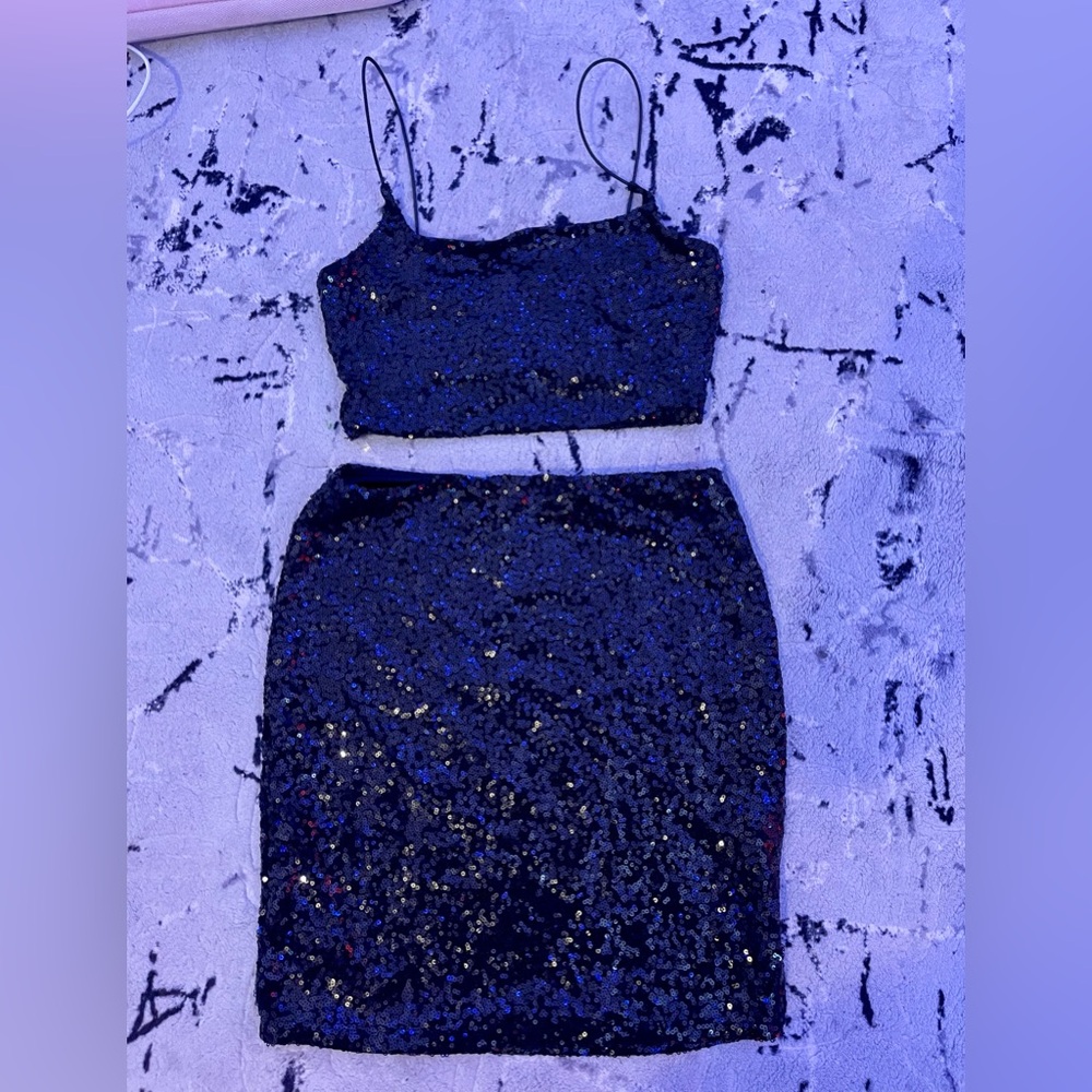 Black 2 piece skirt set by the brand popular basics